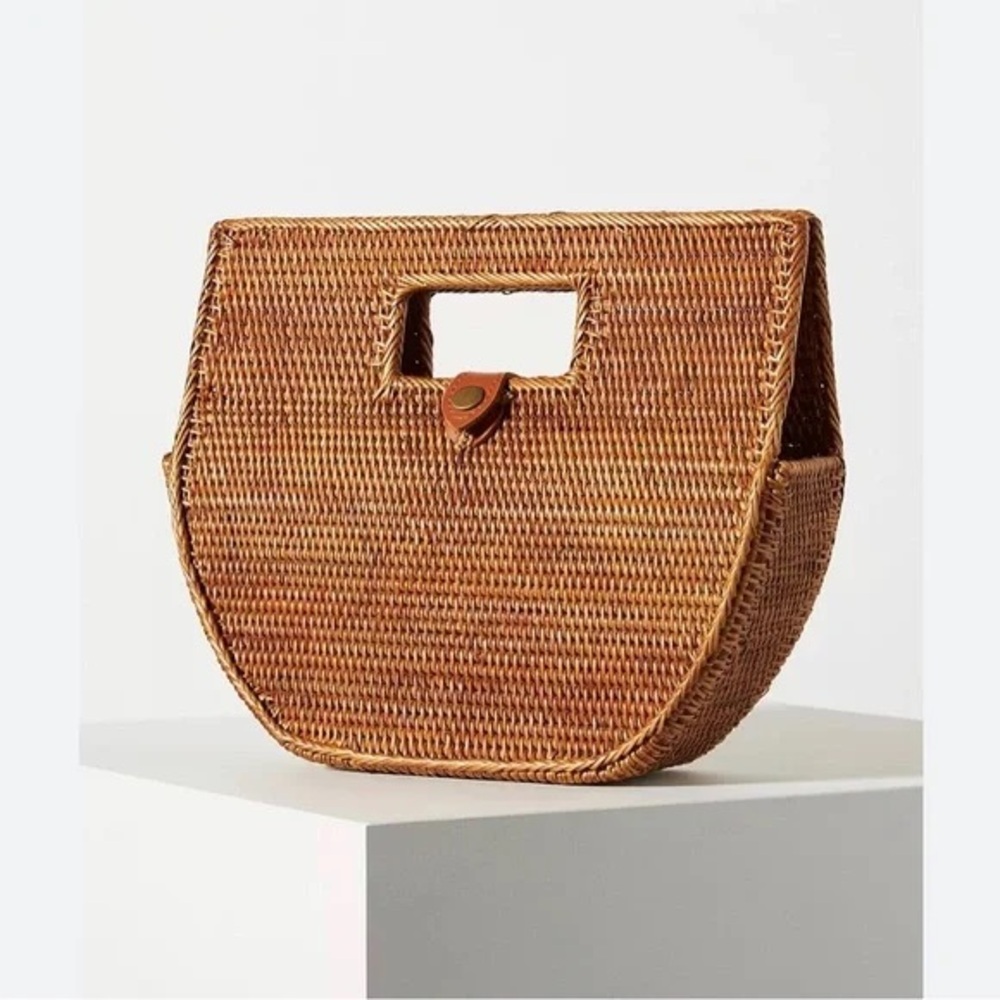 Anthropologie Margaret Woven Rattan Handle Bag